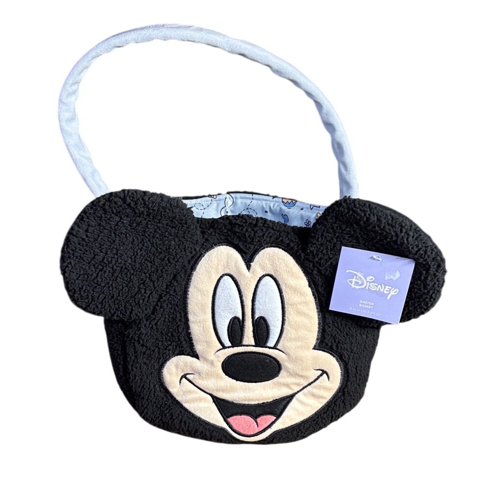 Disney Boys Mickey Mouse Easter Bag Basket w/ blue design liner Plush GIFT NEW